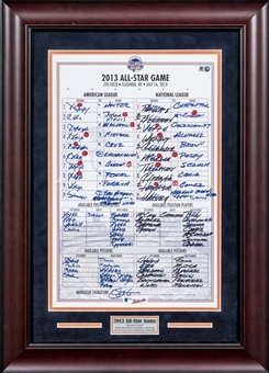 2013 All-Star Game Used American League Official Lineup Card in 18x25 Framed Display (MLB Authenticated)